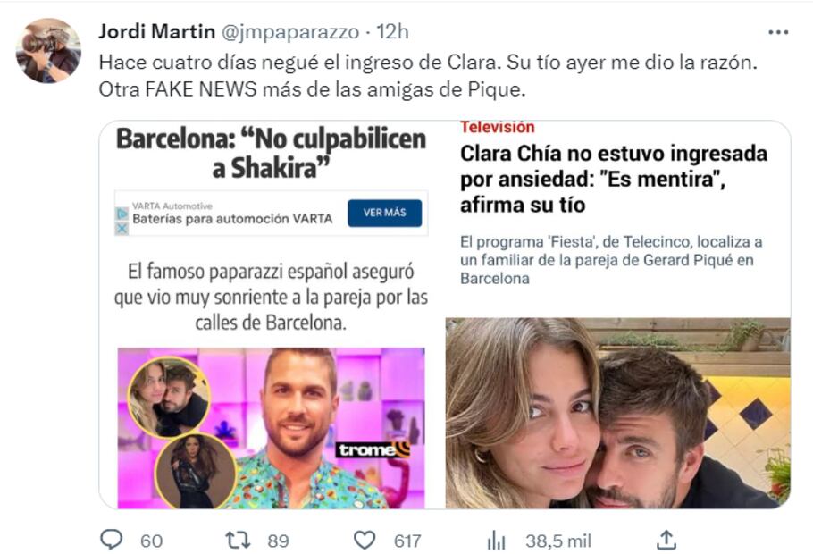 Familiar de Clara Chía desmiente su ingreso a hospital por ataque de ansiedad