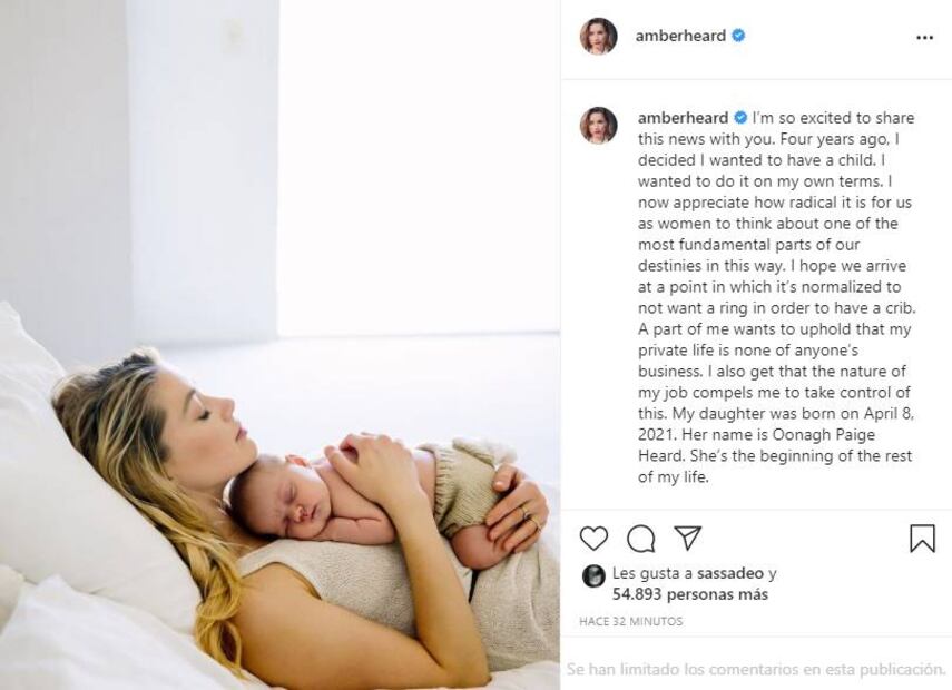 Lo que se sabe de Oonagh Paige, la bebé de Amber Heard