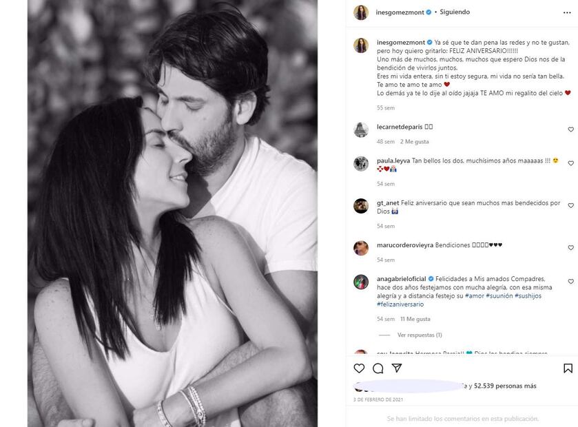 Inés Gómez Mont y Víctor Manuel Álvarez Puga cumplen 7 años casados