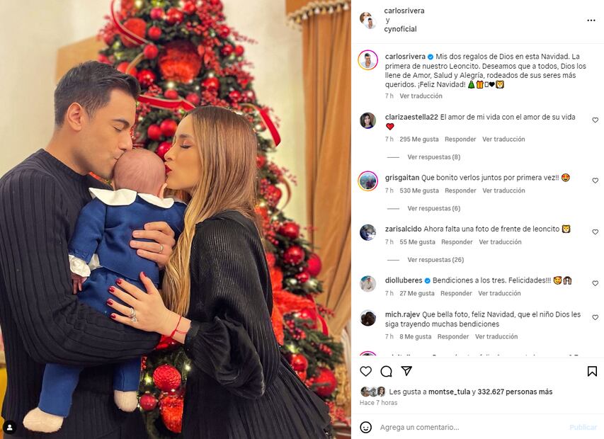 Carlos Rivera y Cynthia Rodríguez con León, su hijo / Foto: Instagram