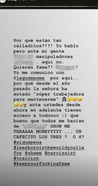 "Feliz de hablar con la Guzmán y sus mantenidos, ex novios míos", Frida Sofía vuelve a retar a su mamá
