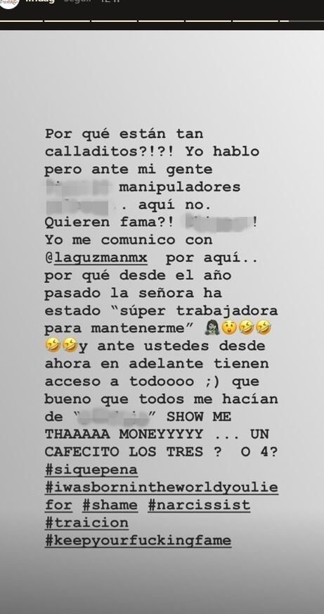 "Feliz de hablar con la Guzmán y sus mantenidos, ex novios míos", Frida Sofía vuelve a retar a su mamá