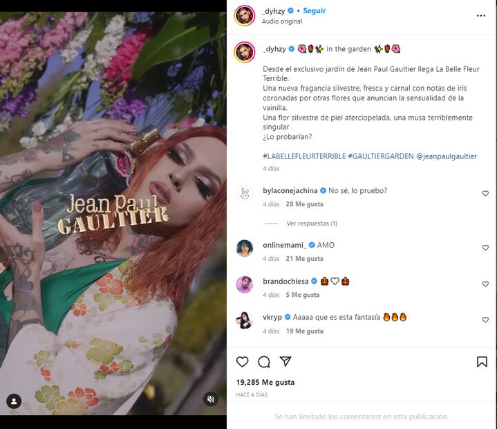 Dyhzy, hijo del presidente de Argentina, modela para perfume de Jean Paul Gaultier