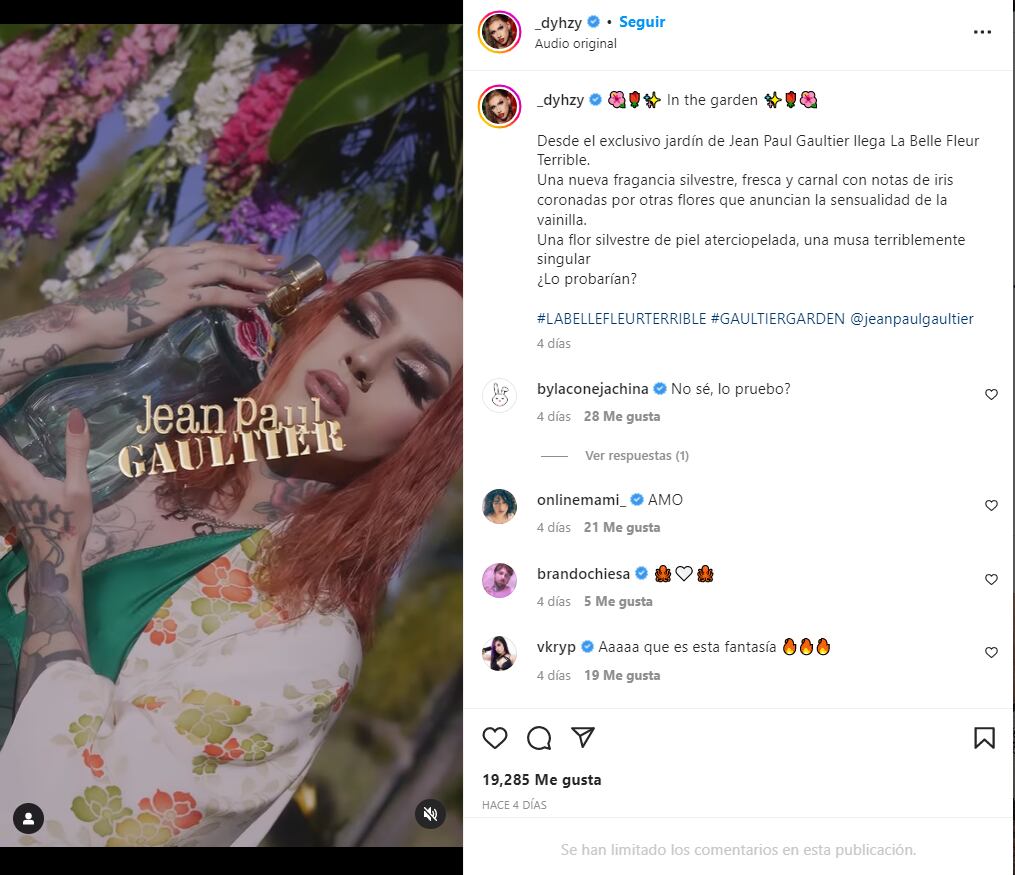 Dyhzy, hijo del presidente de Argentina, modela para perfume de Jean Paul Gaultier