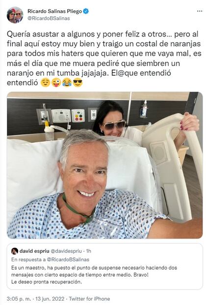 Ricardo Salinas Pliego alerta sobre su salud y se ríe de sus haters 