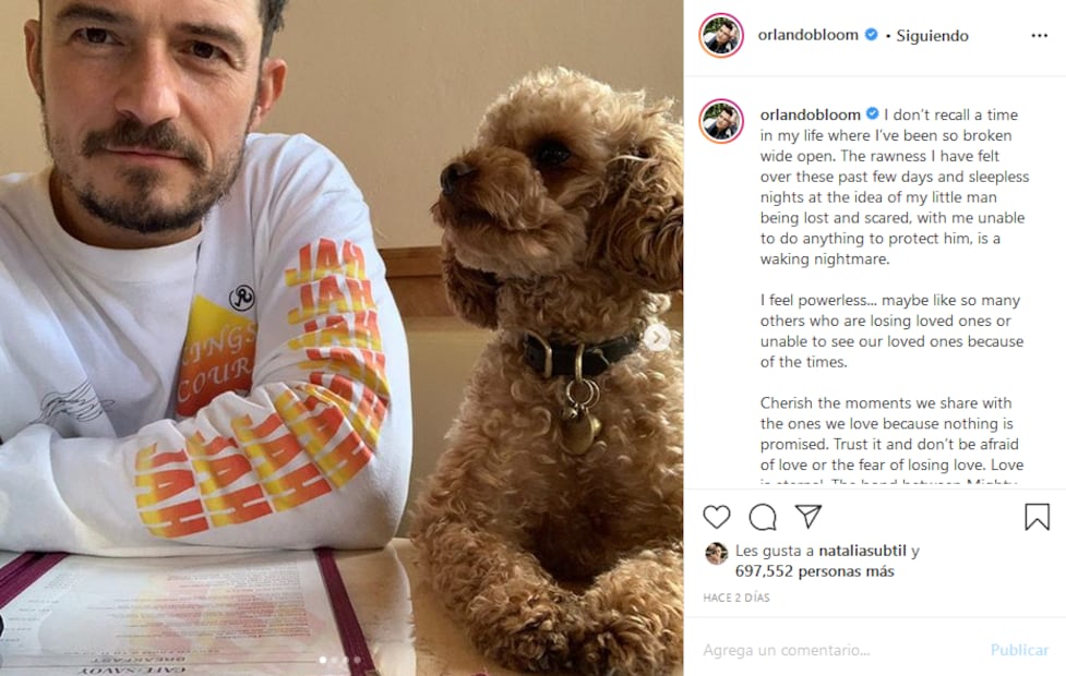 Orlando Bloom se tatúa el nombre de su perro y lo da por muerto