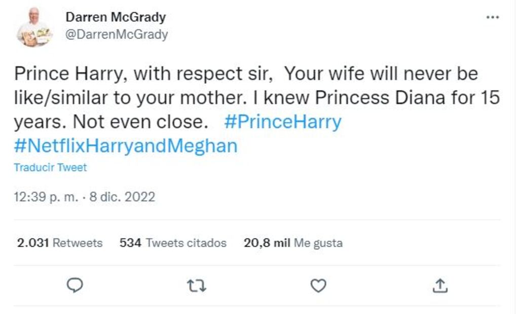 "Harry, Meghan nunca será como tu madre", sentencia Darren McGrady