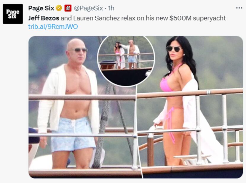 (Jeff Bezos y Lauren Sanchez / Twitter)