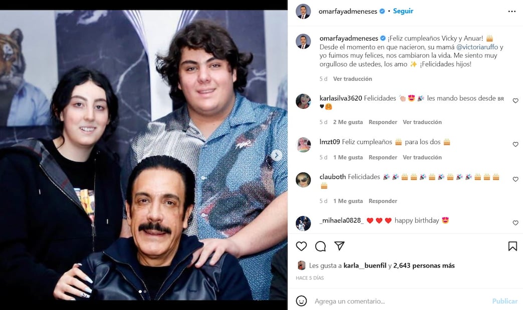 Victoria Ruffo y Omar Fayad festejan a sus mellizos Anuar y Vicky ¡ya tienen 18 años! 