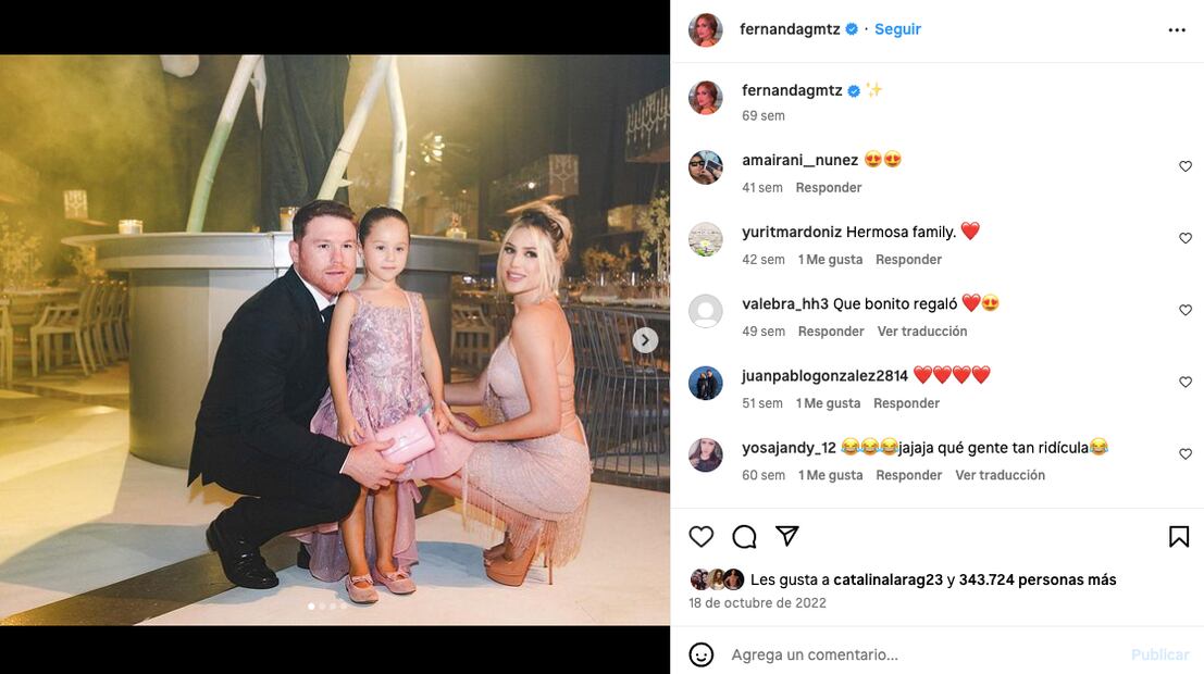 Saúl Álvarez y Fernanda Gómez/Instagram.