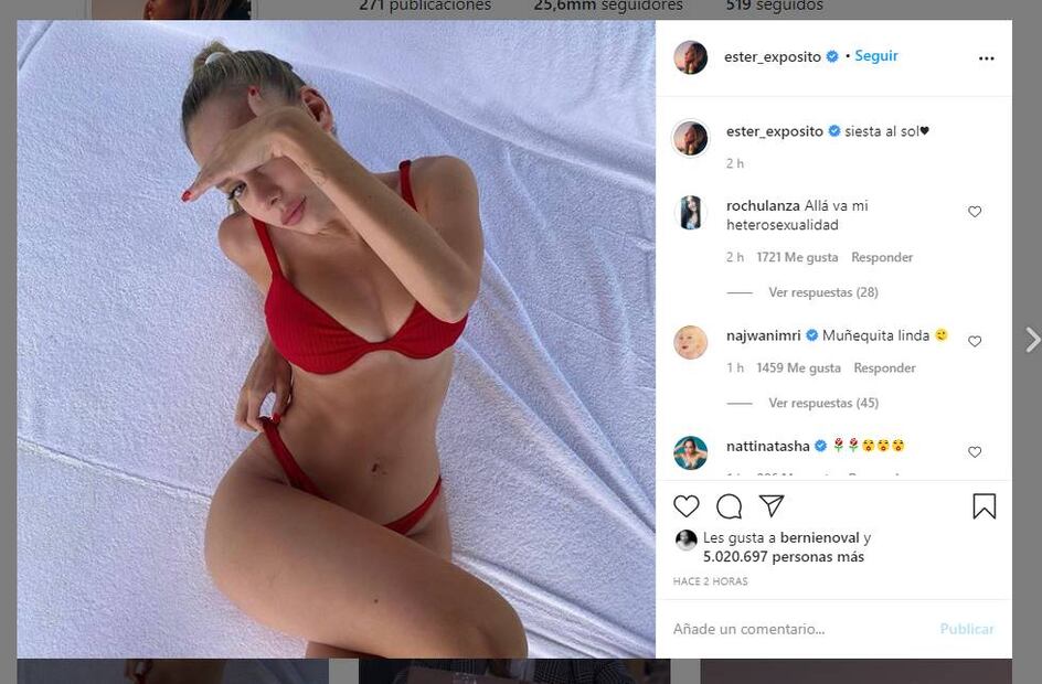 Ester Expósito en atrevido bikini rojo que alcanzó más de 5 millones de likes 