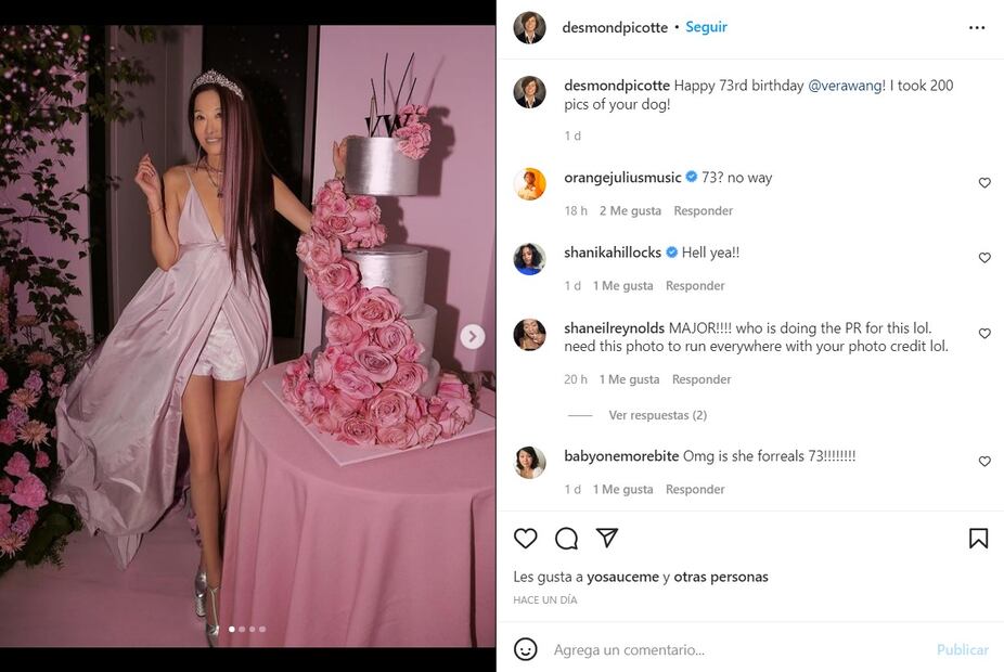 Vera Wang cumplió 73 años y lo celebró como una Barbie: con top y minifalda rosa