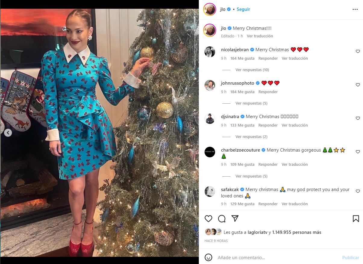 El precioso vestido 'vintage' que Jennifer Lopez lució en Navidad