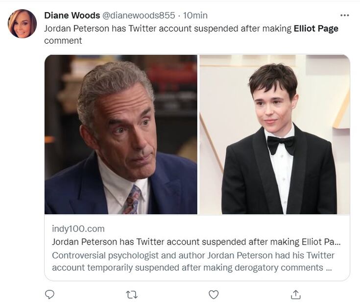 Suspenden cuenta de profesor emérito de la Universidad de Toronto por tuit sobre Elliot Page