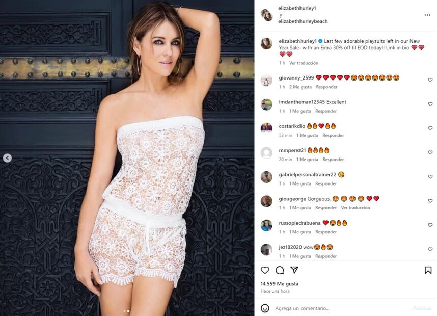 El look transparente de Elizabeth Hurley / Instagram: @elizabethhurley1