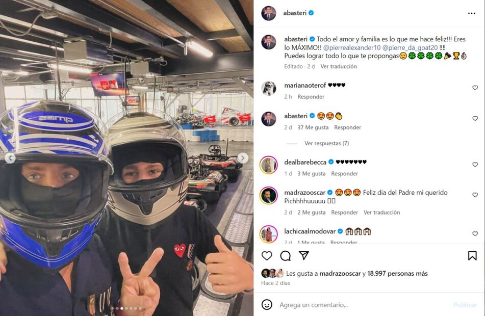 Alejandro Basteri con su hijo Pierre Alexander / Foto: Instagram