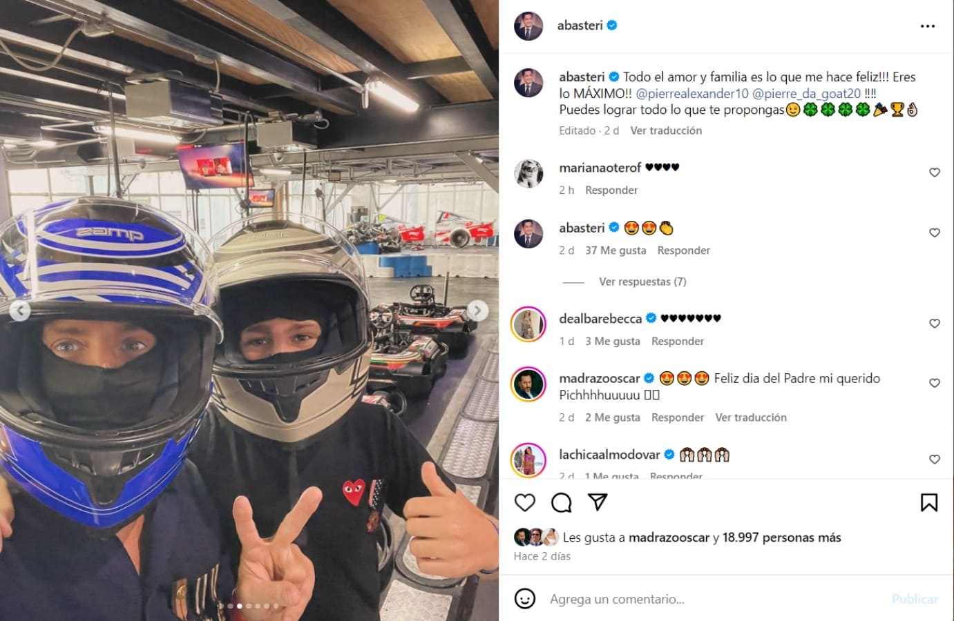 Alejandro Basteri con su hijo Pierre Alexander / Foto: Instagram