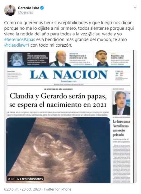 El político Gerardo Islas y Claudia Wade esperan a su primer bebé 