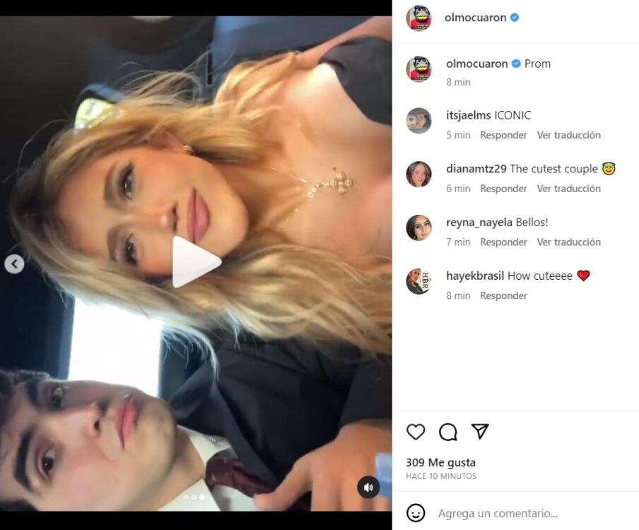 El hijo de Alfonso Cuarón, Olmo junto a Valentina Paloma, hija de Salma Hayek / Instagram
