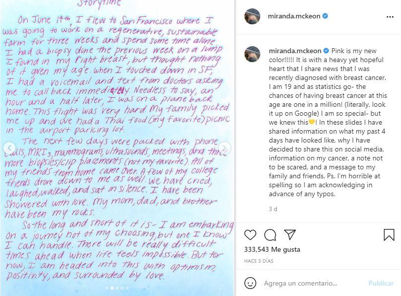 Miranda McKeon, actriz de “Anne with an E”, tiene cáncer de mama