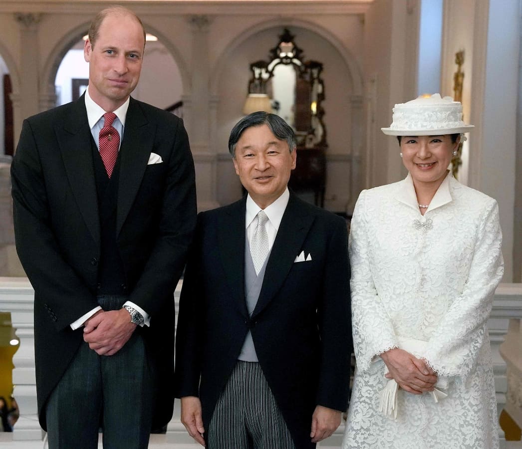 El príncipe William con los emperadores Naruhito y Masako de Japón / Foto: AFP