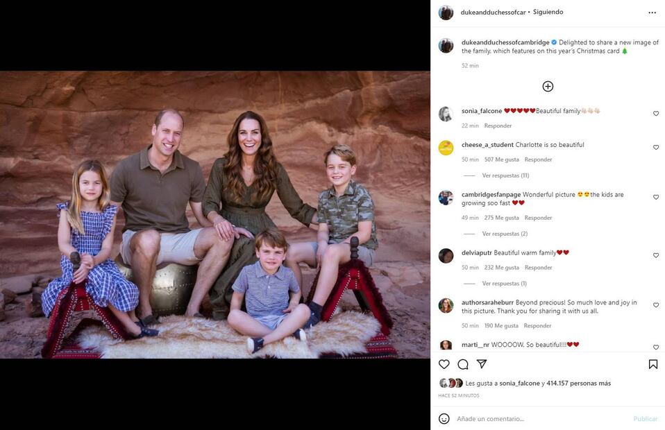 Kate Middleton y el príncipe William, su encantadora foto navideña / Instagram