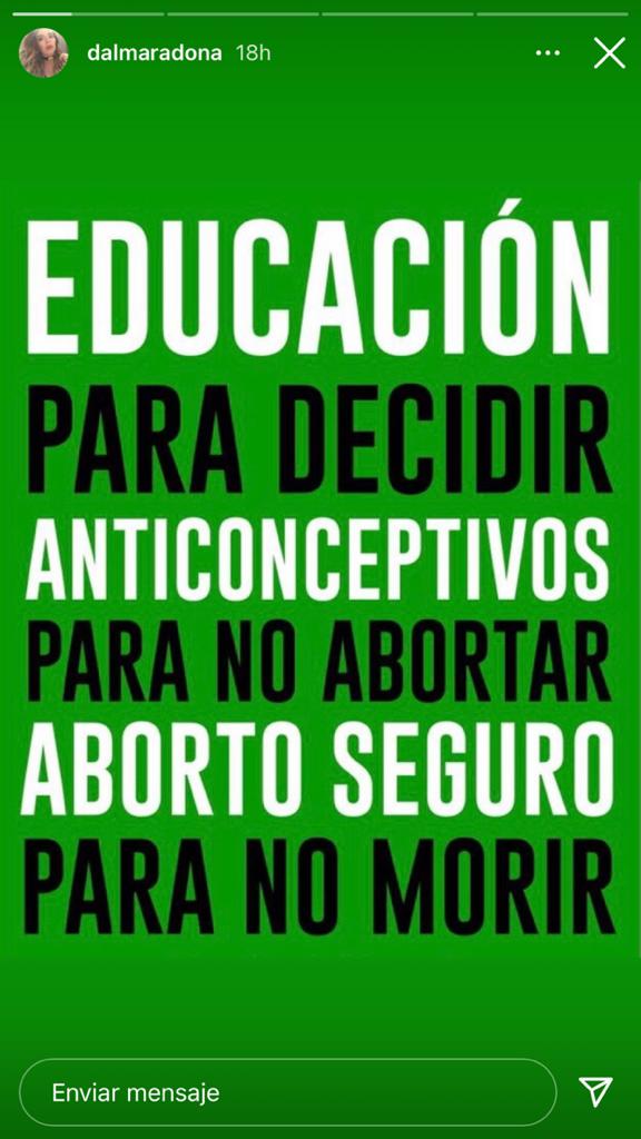 Dalma Maradona, hija de Diego Armando, apoya la legalización del aborto en Argentina