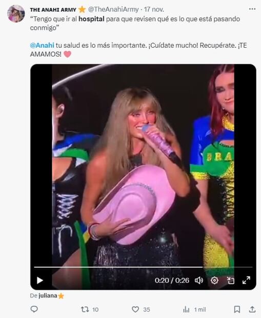 Anahí en Brasil / Captura de pantalla