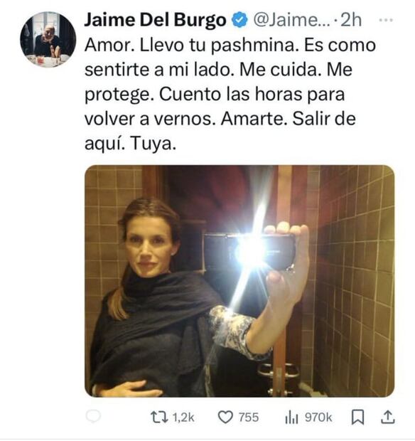 Los mensajes eliminados de Jaime Del Burgo sobre Letizia de España / Captura de pantalla
