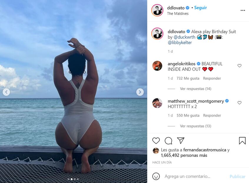Demi Lovato y su posado con traje de baño blanco en las Maldivas