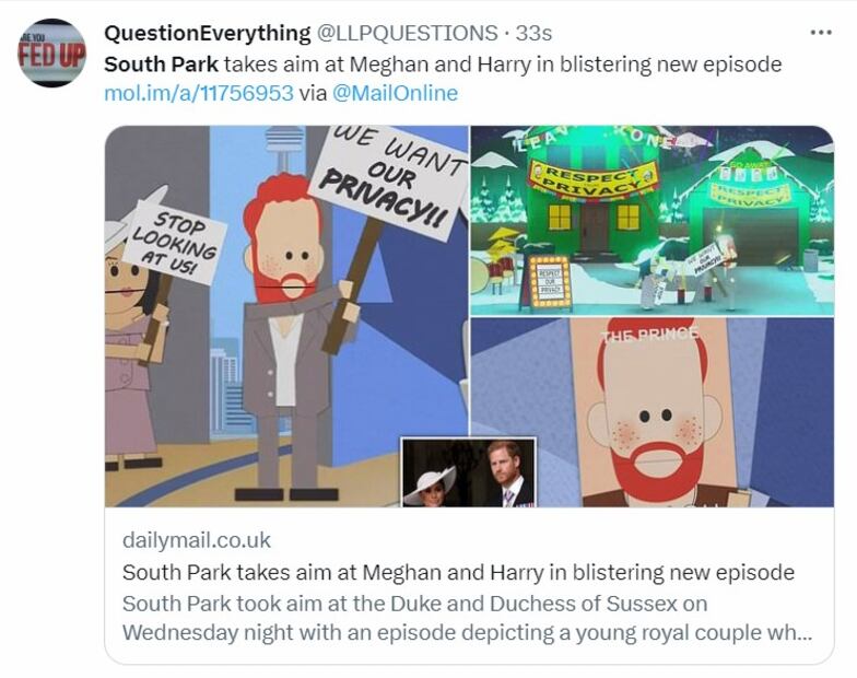 Meghan Markle y el príncipe Harry, ridiculizados en "South Park"