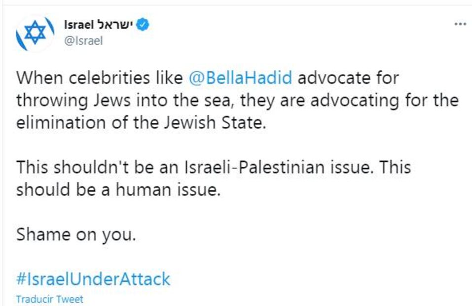 Bella Hadid sale en defensa de Palestina; gobierno de Israel la critica