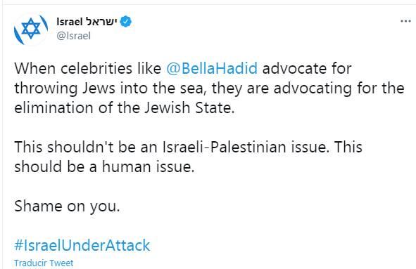 Bella Hadid sale en defensa de Palestina; gobierno de Israel la critica