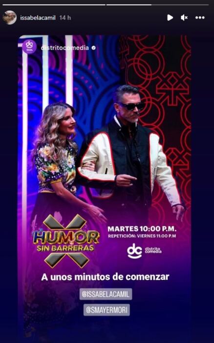 Issabela Camil y Sergio Mayer en el programa "Humor sin barreras" / Instagram
