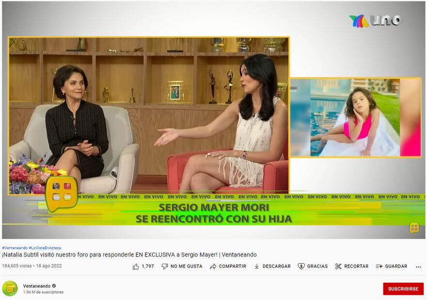 Natália Subtil expone detalles sobre la pensión que recibía por parte de Sergio Mayer Mori