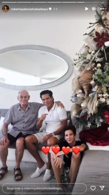El empresario Roberto Palazuelos con su hijo y su fallecido papá Roberto Palazuelos Rosenweit / Instagram