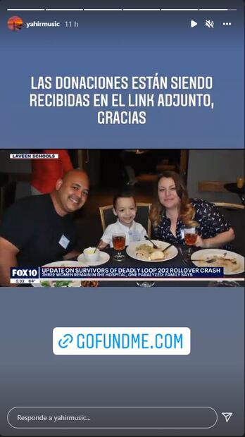 Yahir pide apoyo para sus primas que sufrieron un accidente en EE.UU.