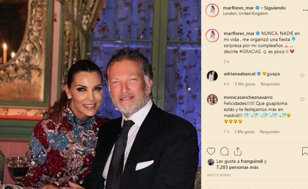 Con fiesta sorpresa en Londres, Elías Sacal celebra el cumpleaños de Mar Flores 