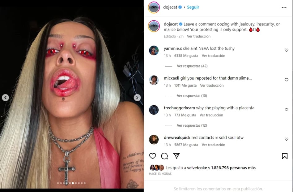 La cantante Doja Cat se disfraza de loba / Instagram