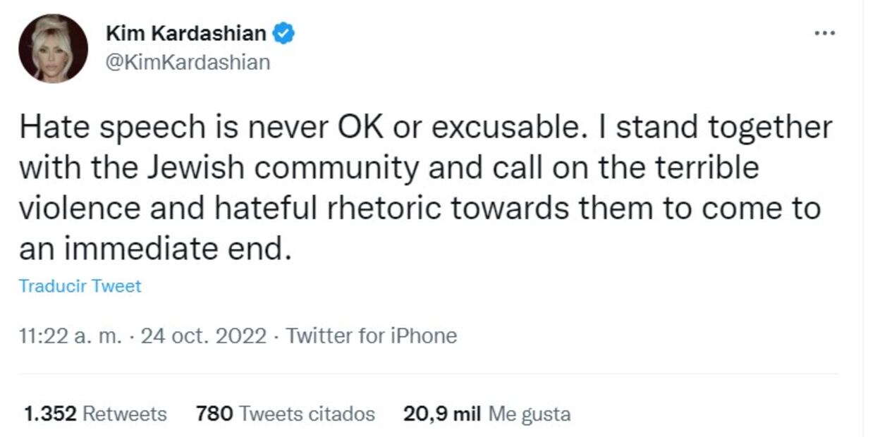 Kim Kardashian rompe el silencio sobre polémica de Kanye West sobre la comunidad judía 