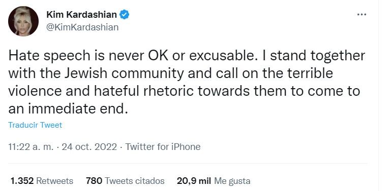 Kim Kardashian rompe el silencio sobre polémica de Kanye West sobre la comunidad judía 