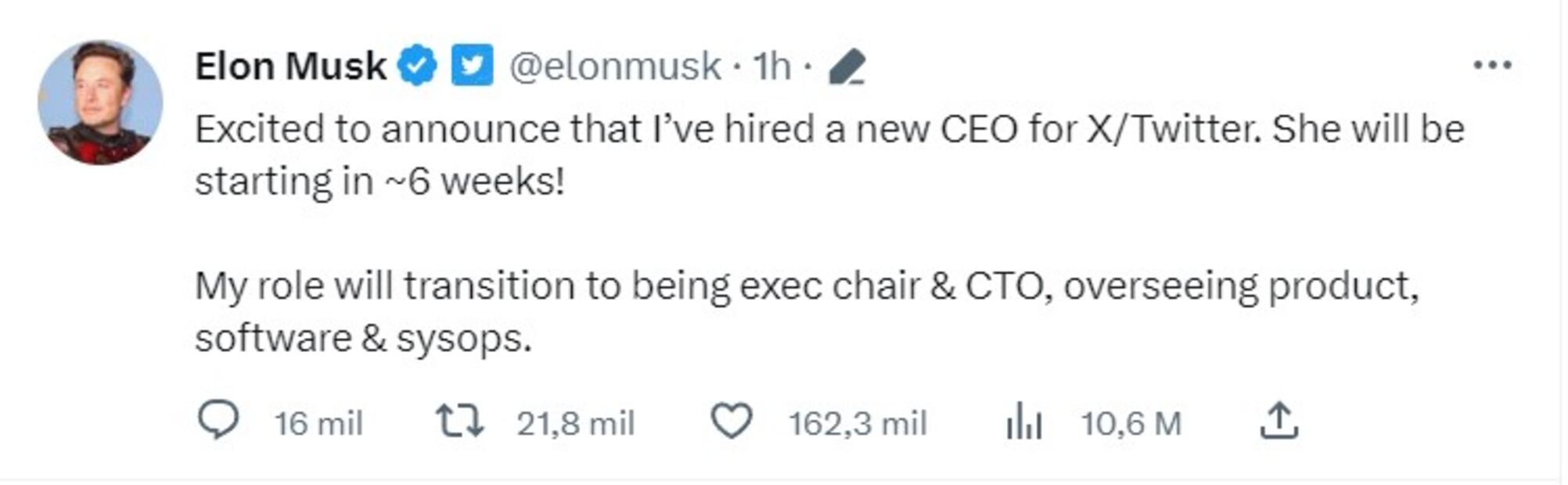 Una mujer, la nueva CEO de Twitter, de Elon Musk