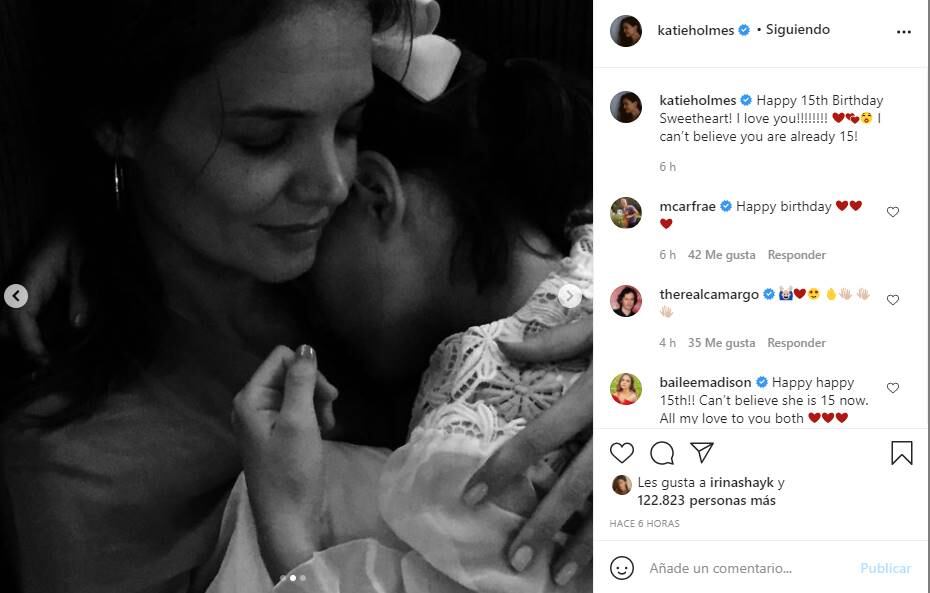La conmovedora felicitación de Katie Holmes a Suri Cruise por sus 15 años