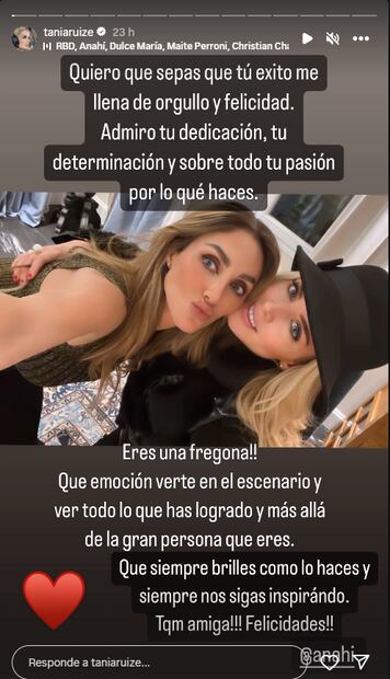 Tania Ruiz y Anahí/Instagram