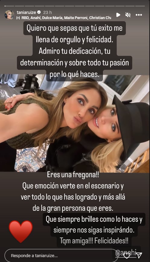Tania Ruiz y Anahí/Instagram