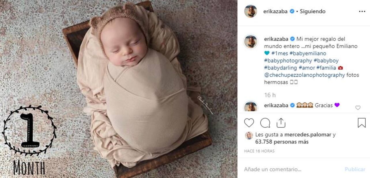 Érika Zaba celebra 1 mes de vida de baby Emiliano con una dulce fotografía 