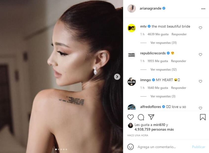 Ariana Grande presume fotos de su boda con Dalton Gomez