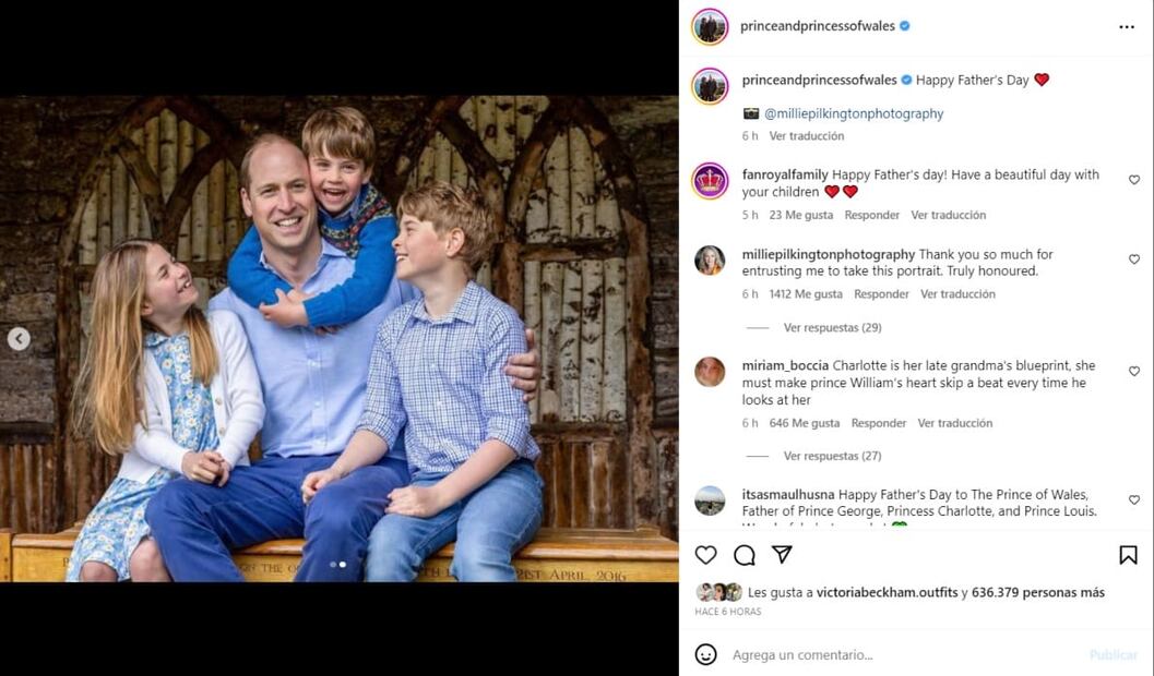 La adorable foto del príncipe William con sus hijos / Instagram