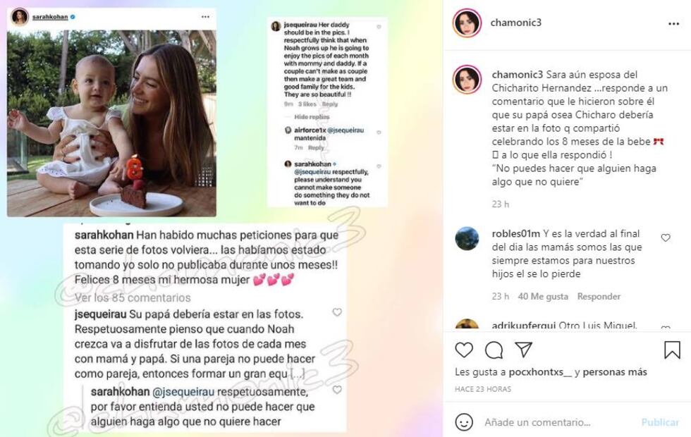 Sarah Kohan revela la razón por la que "Chicharito" no aparece en las fotos con sus hijos