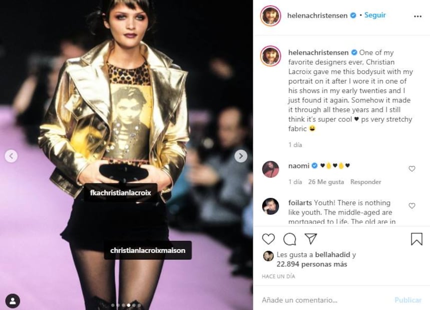 La modelo Helena Christensen impacta con bodysuit que usó hace 20 años 